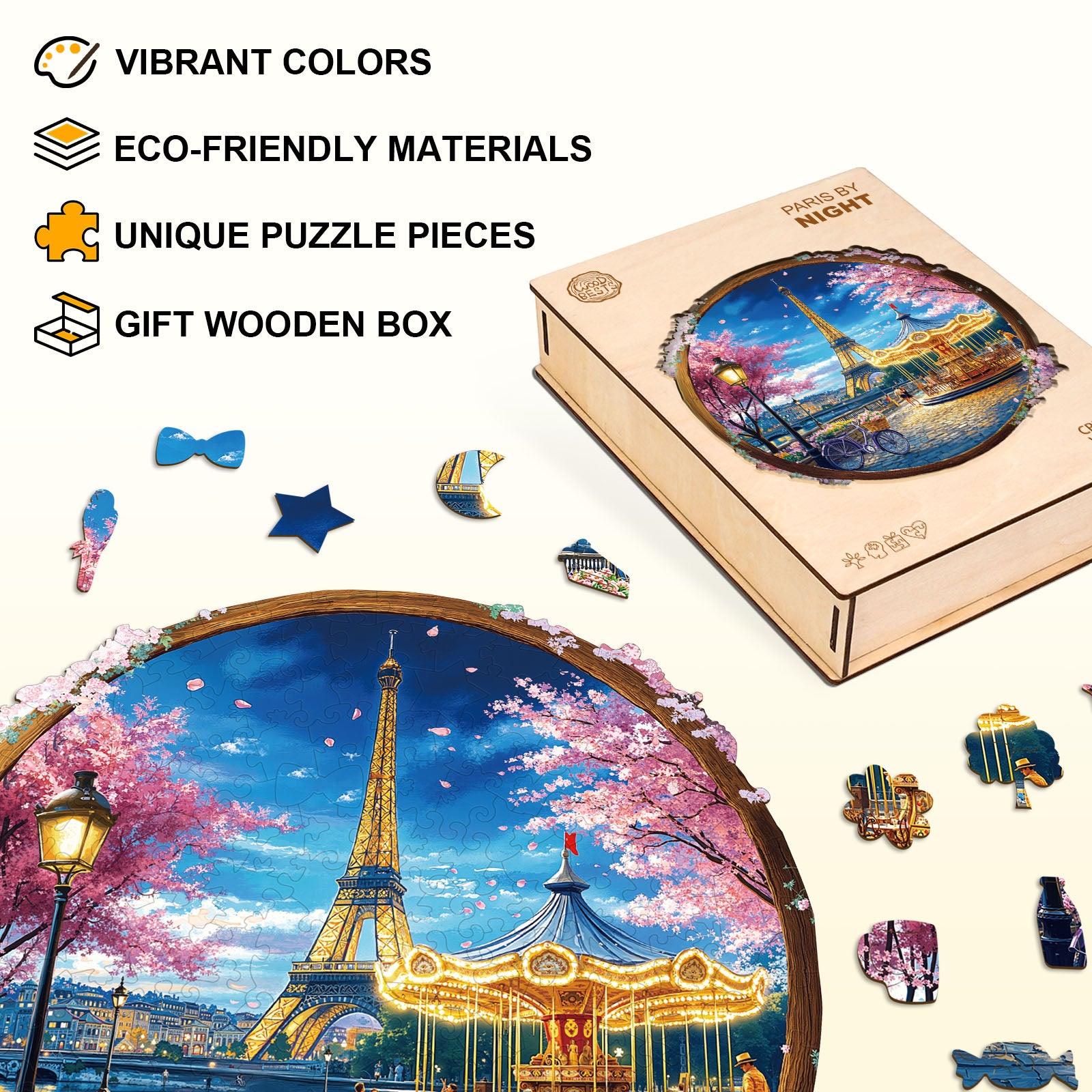 Paris by Night Wooden Jigsaw Puzzle