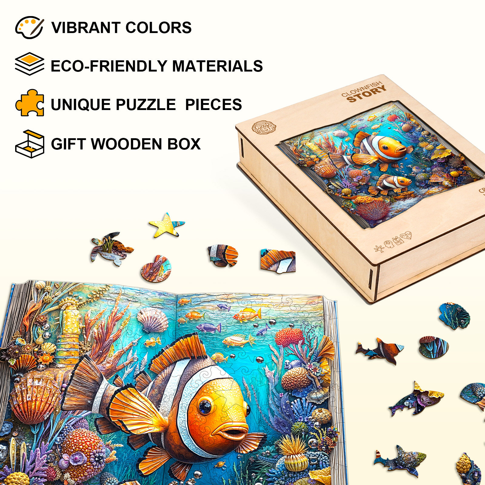 Clownfish Story Wooden Jigsaw Puzzle