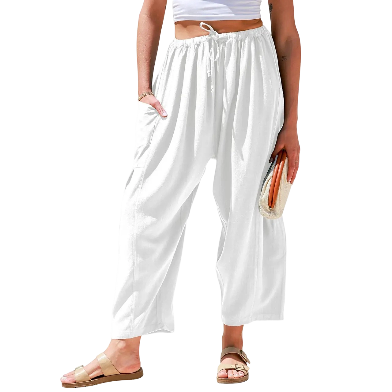 Women’s Linen Blend Wide-Leg Pants