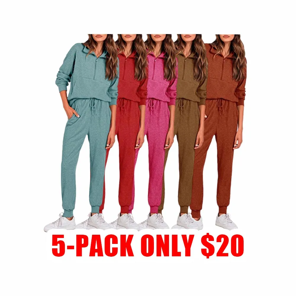 Women's 2-Piece Tracksuit – Half Zip Pullover & Jogger Pants