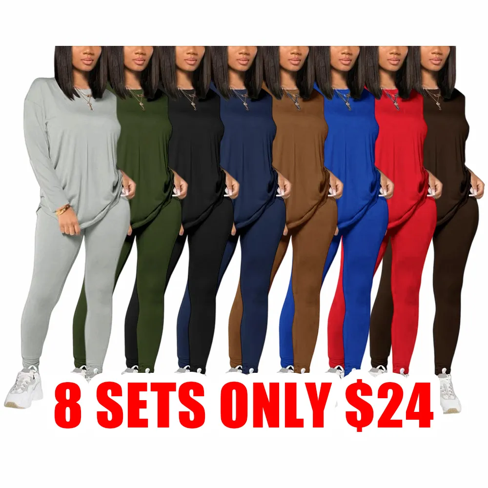 Women’s Two-Piece Set – Long Sleeve Tee & Elastic Waist Pants, Casual Outfit for Daily Wear