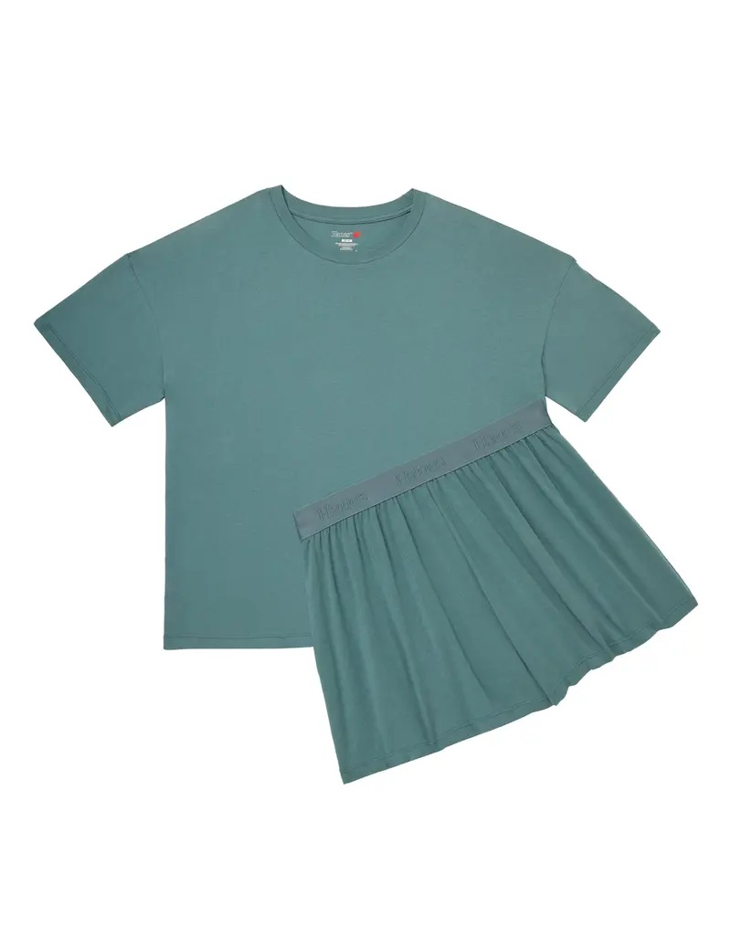 Hanes Originals 2 Piece Lounge Set Comfywear Supersoft Boxy T-shirt & Sleep Shorts Loungewear Women's Comfortable Fit Soft Stretch Fabric Breathable Hla202