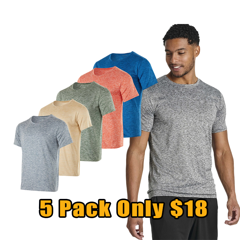 Men's Dry-Fit Performance Athletic T-Shirt 5-Pack