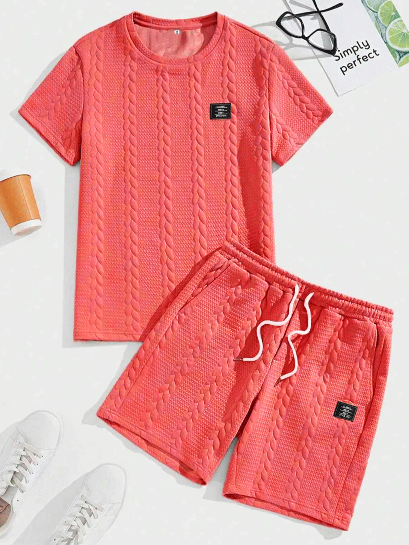 🔥🔥Men’s Casual T-Shirt & Drawstring Shorts Set (Regular Fit)