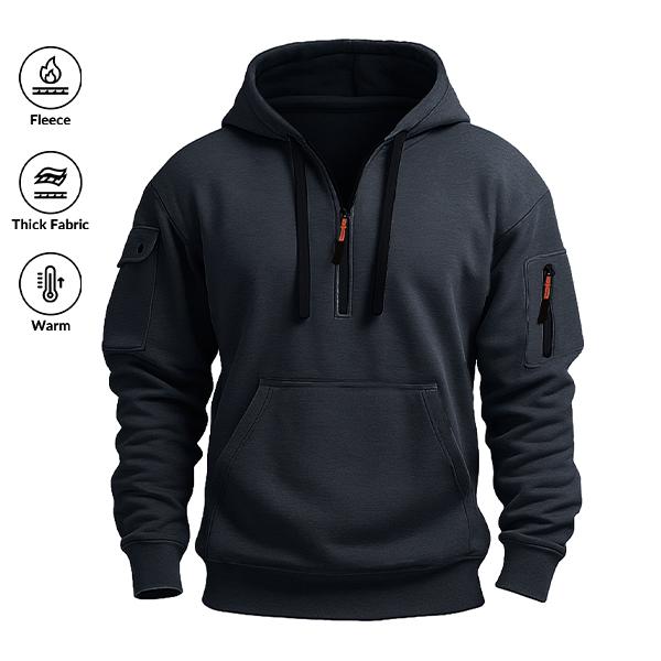Men’s Half-Zip Fleece Lined Sweatshirt – Warm & Stylish