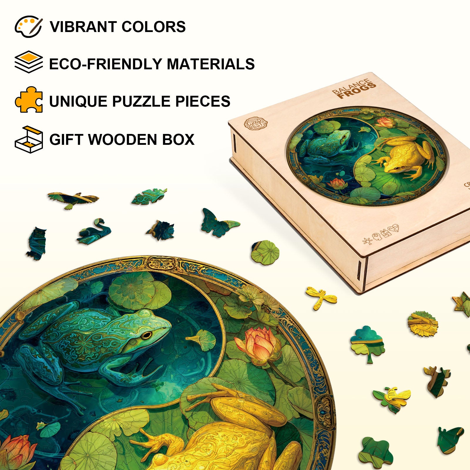 Balance Frogs Wooden Jigsaw Puzzle
