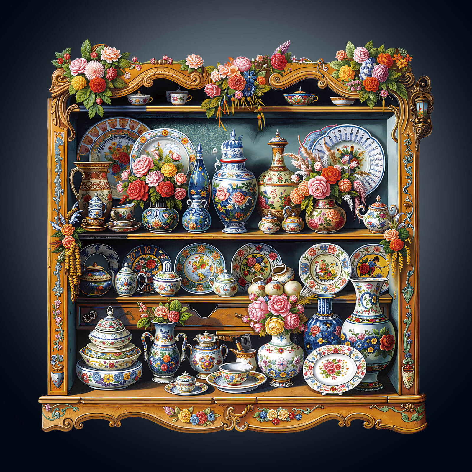 Porcelain Treasures Wooden Jigsaw Puzzle