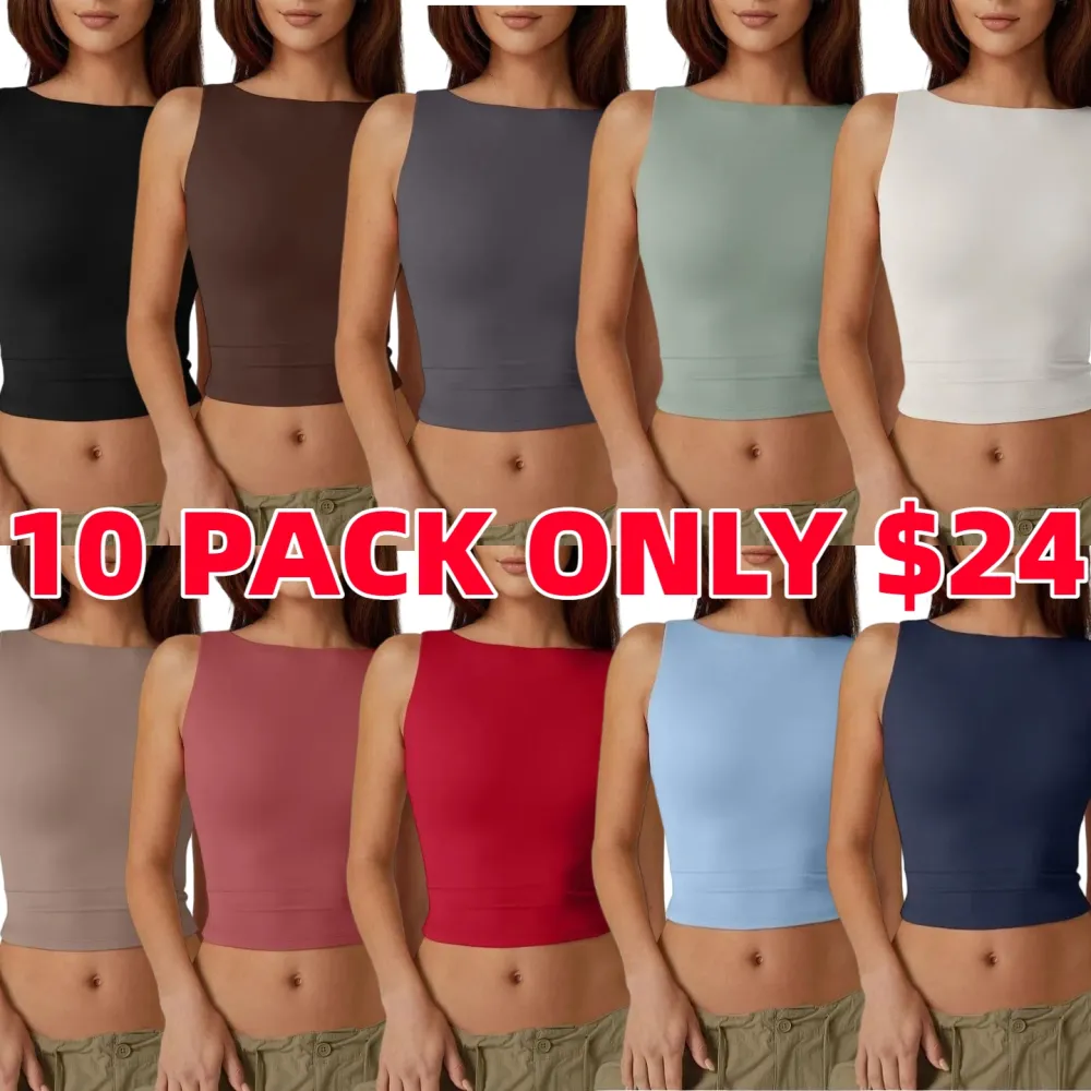 Women's Sexy Open Back Sleeveless Crop Tank