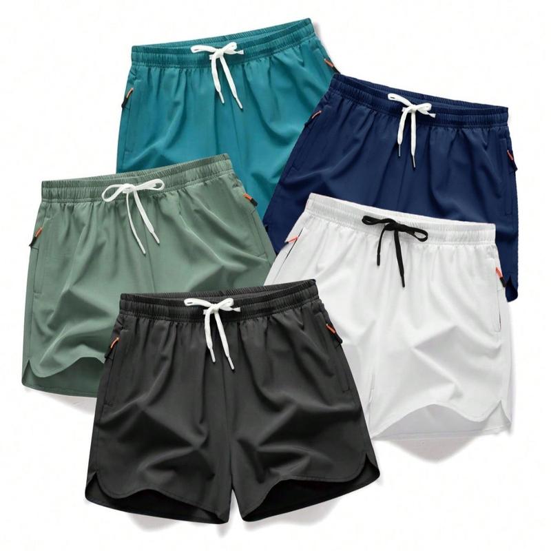 Men’s 5-Pack Quick-Dry Drawstring Shorts with Zipper Pockets