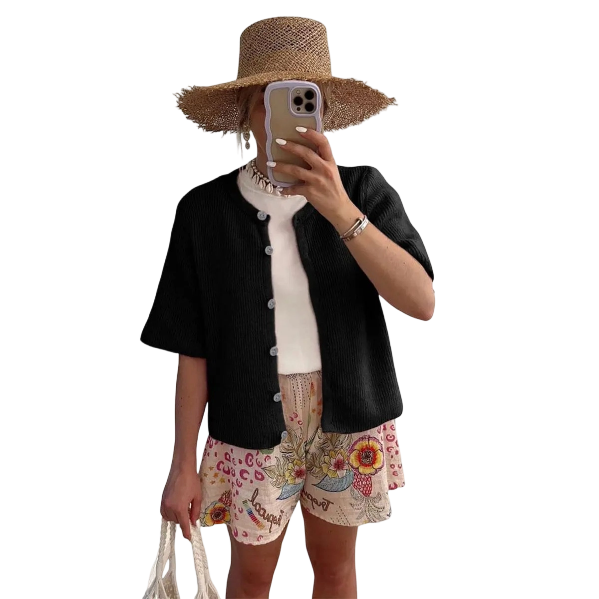 Women's Lightweight Short Sleeve Cardigan Soft Ribbed Knit Button Down Layering Top