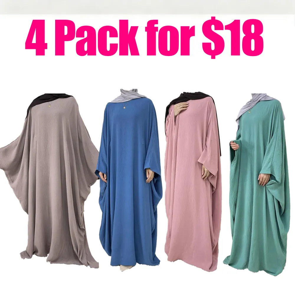 [Plus Size] Women's Solid Color Abaya, Modest Round Neck Long Sleeve Dress for Daily Wear, Ladies Islamic Clothing for All Seasons