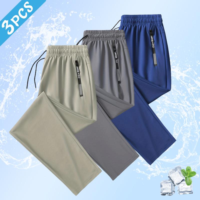 Men's Simple & Stylish Casual Pants - Drawstring Waistband, Zippered Pockets