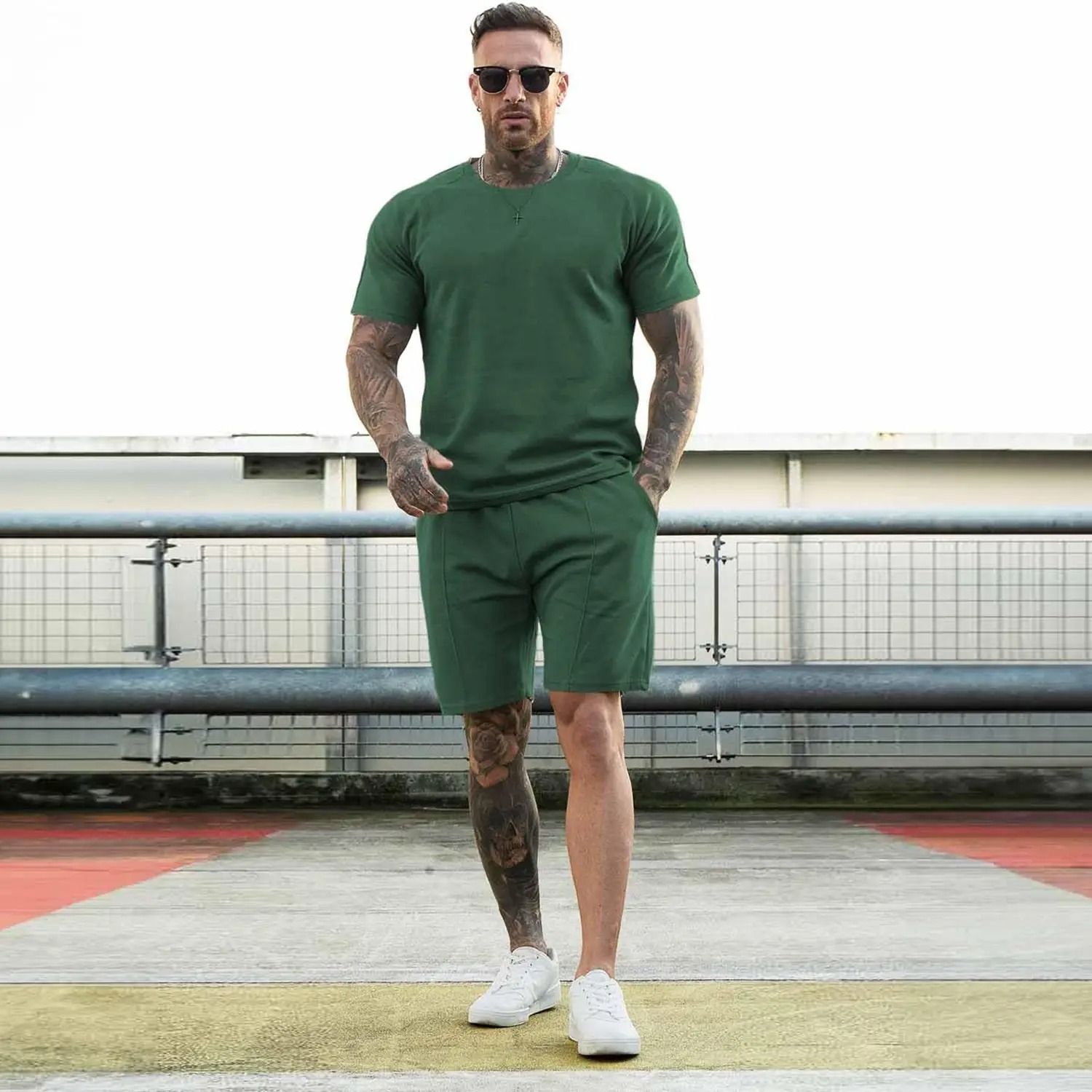 Mens Short Sets 2 Piece Outfits Fashion Summer Tracksuits Casual Set