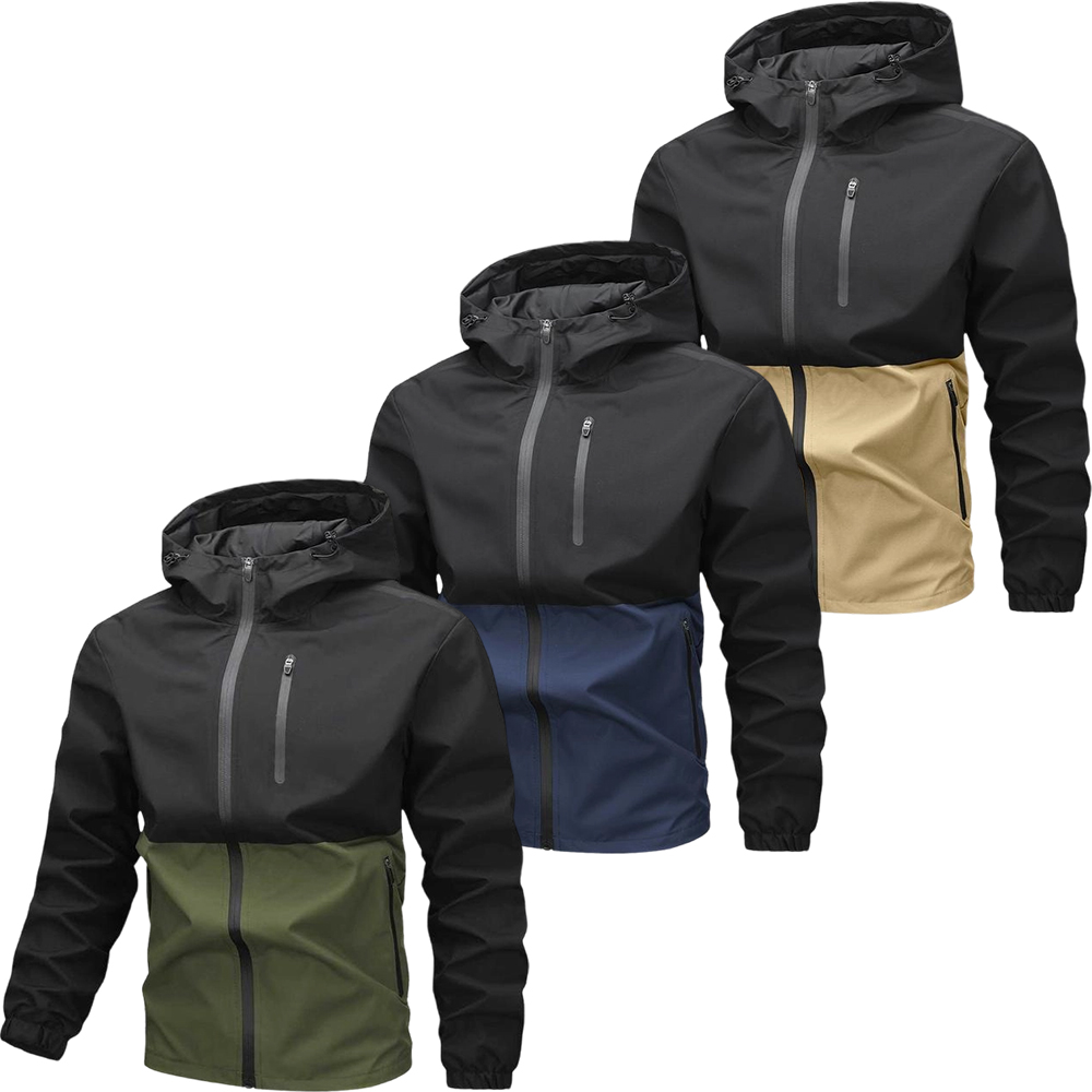 Men's casual waterproof jacket with adjustable hat