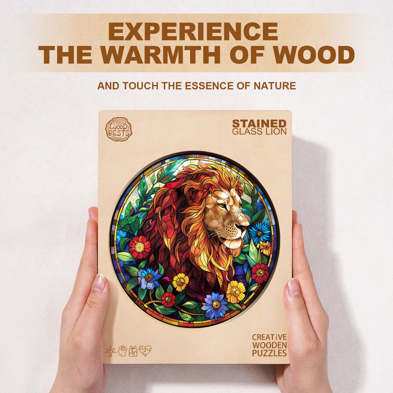 Stained Glass Lion Wooden Jigsaw Puzzle