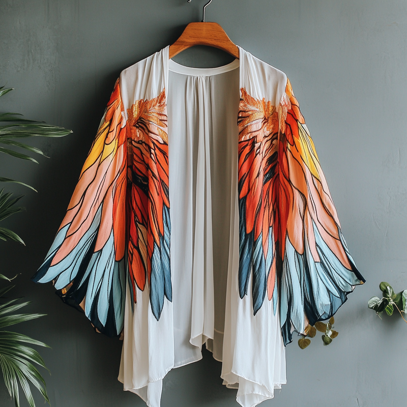 Summer original design elegant handmade wings print cardigan c5b5