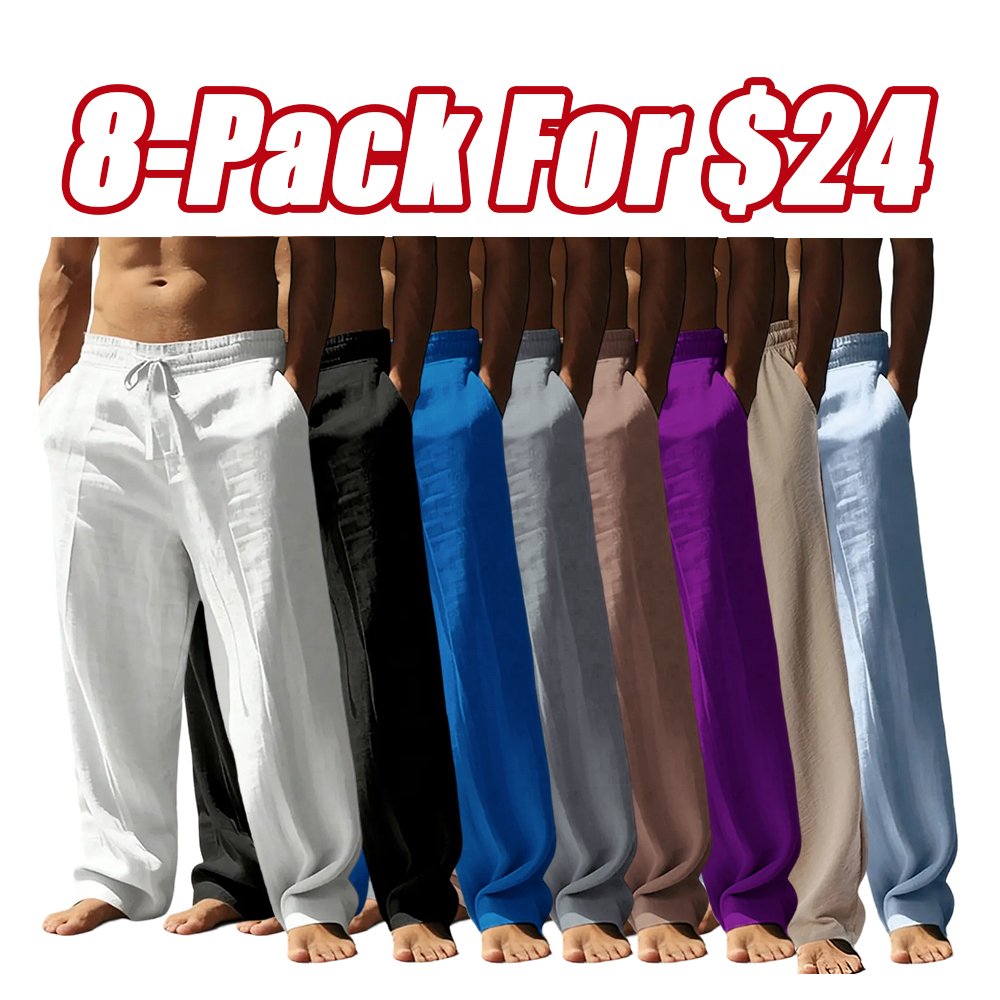 Men's casual trousers, smooth to the touch, solid color, straight leg style