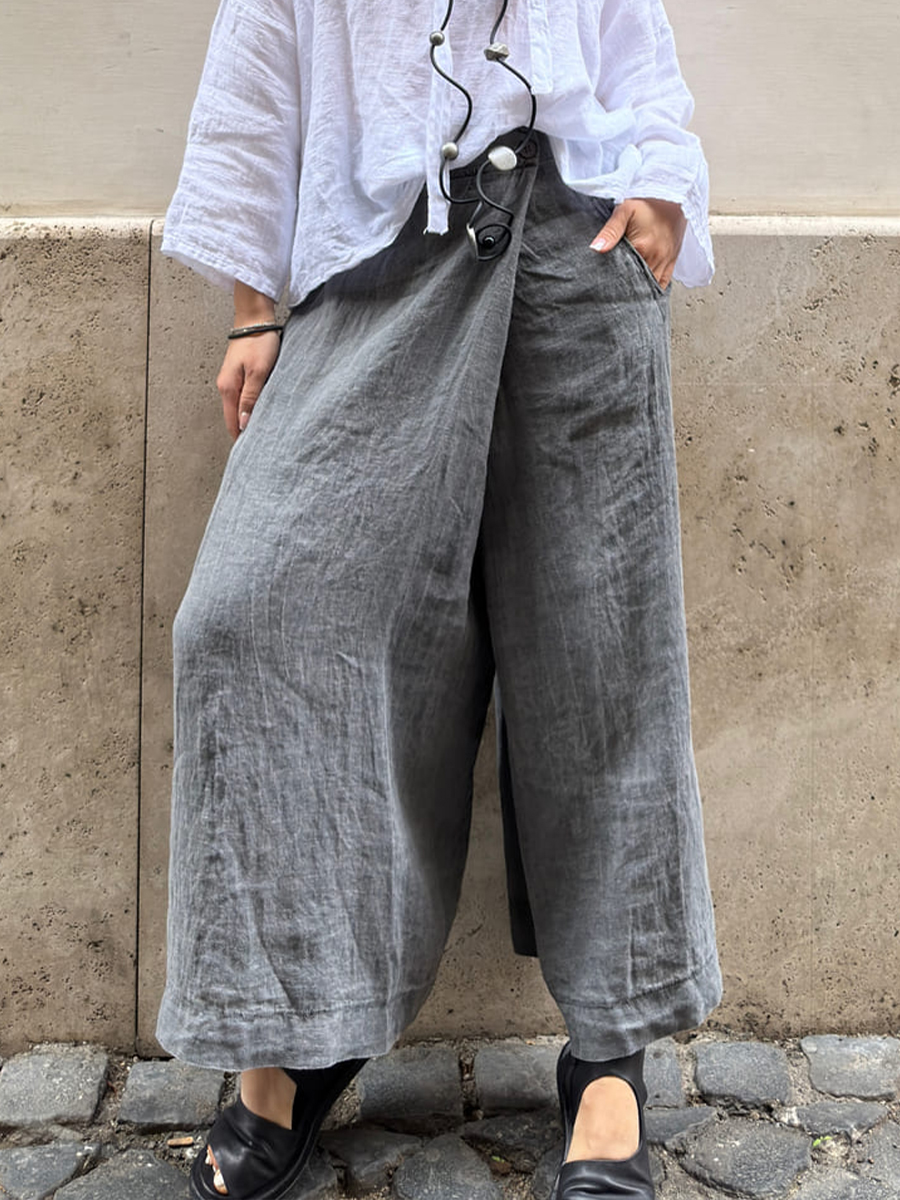 Women's Cotton And Linen Casual Wide Leg Pants