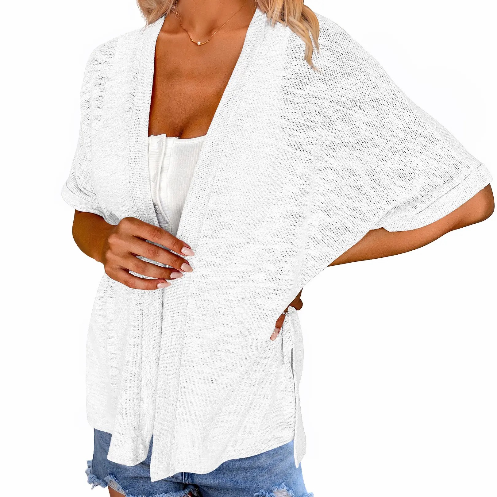 【Stock Up Deals】Women’s Lightweight Summer Open Front Short Sleeve Cardigan Cover Up