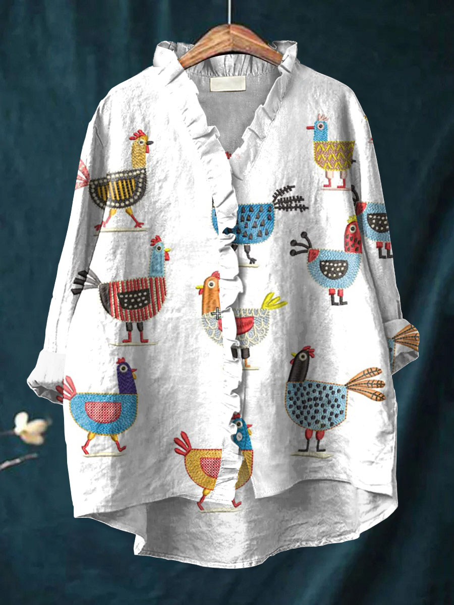 Women's Funny Chick Art Print Casual 100% Cotton Wide Leg Jumpsuit