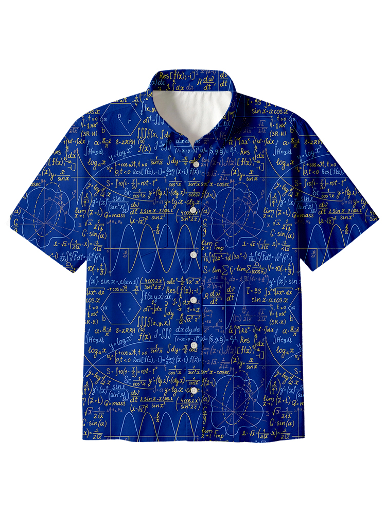 Math Function Curve Button Up Pocket Shirt