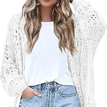 Women's Lightweight Crochet Batwing Cardigan