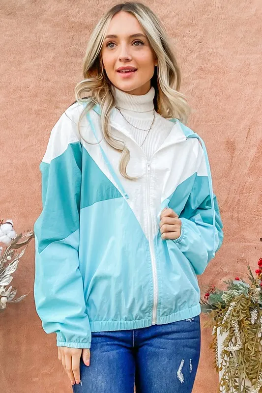 Color Block Windbreaker Jacket