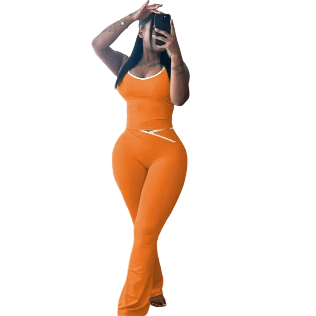 ✨Chic Colorblock Crmon Tank &. Dlarod PanteSet | Women's Sleeveless Gym YogaOutfit