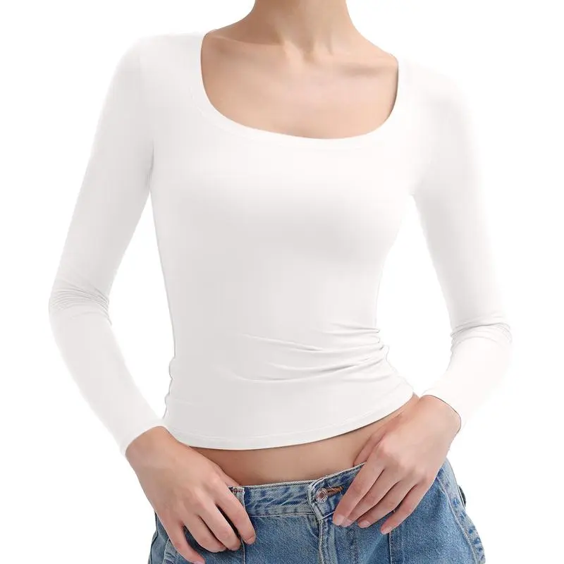 Womens Scoop Neck Long Sleeve Top - Smoke Cloud Collection