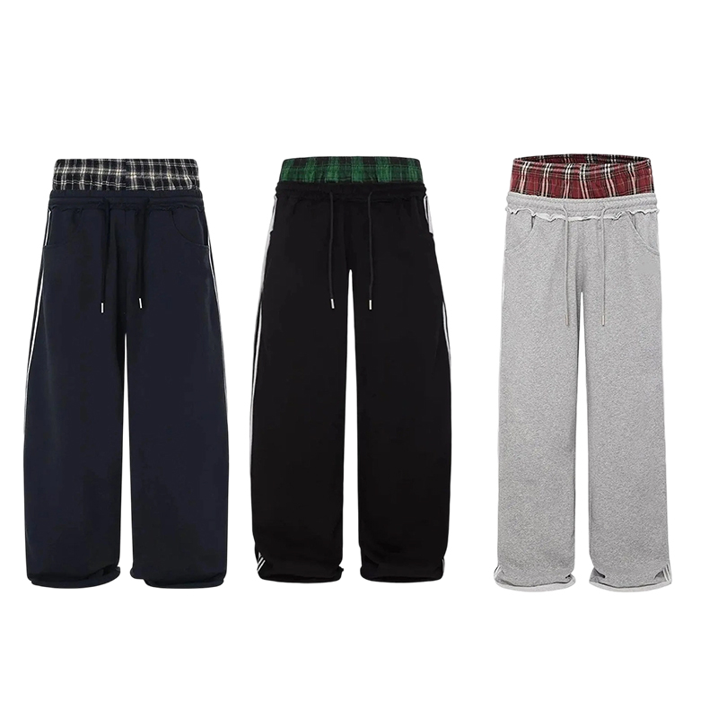 Unisex Plaid Patchwork Sweatpants