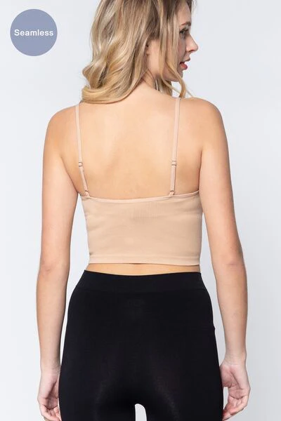 Round Neck Crop Rib Seamless Cami