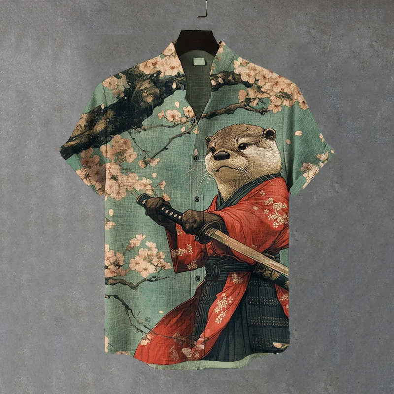 Men's Otter Warrior Training Art Print Casual Shirt