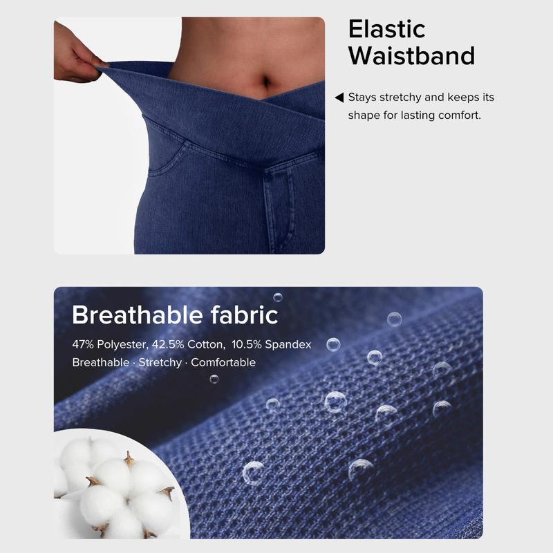 🔥Women’s High-Waisted Bootcut Flare Jeans – Crossover Waist, Stretch Denim & Back Pockets