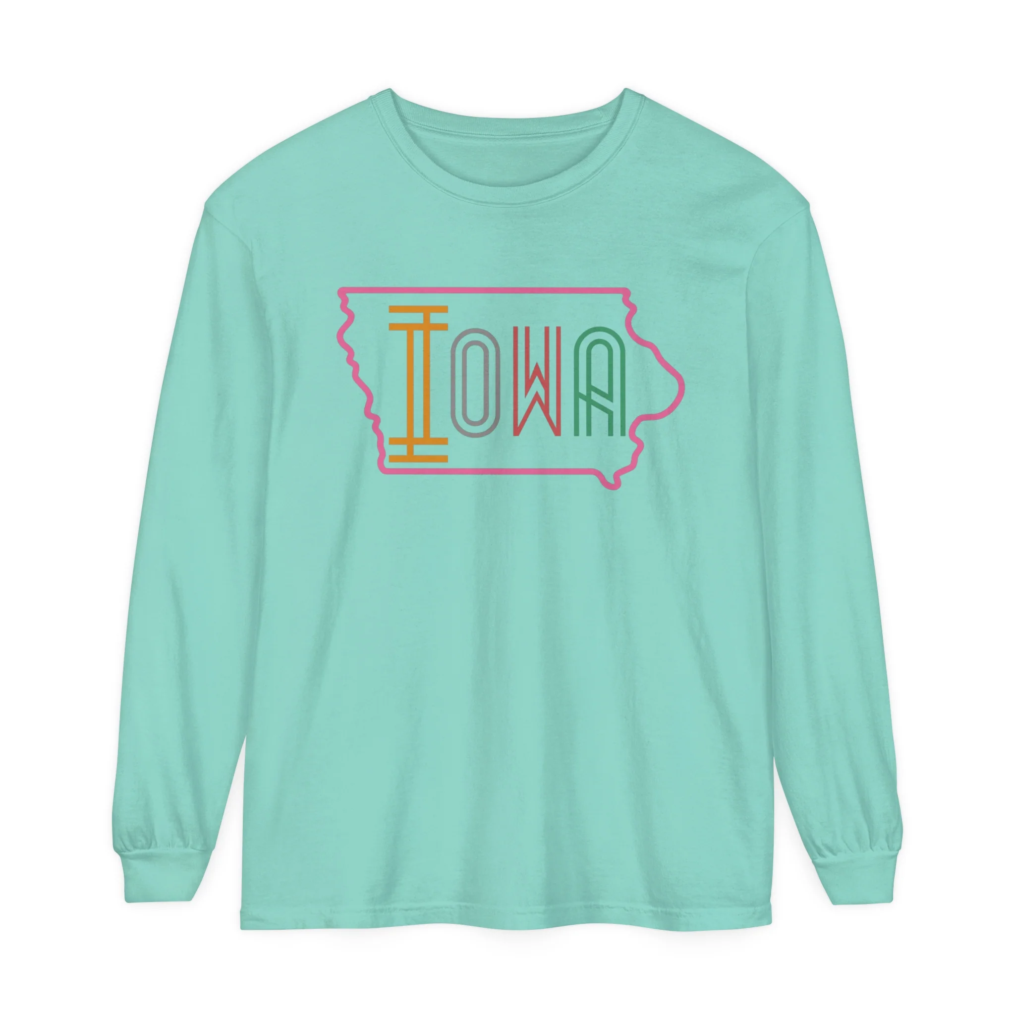 Iowa Pink Unisex Garment-dyed Long Sleeve T-Shirt