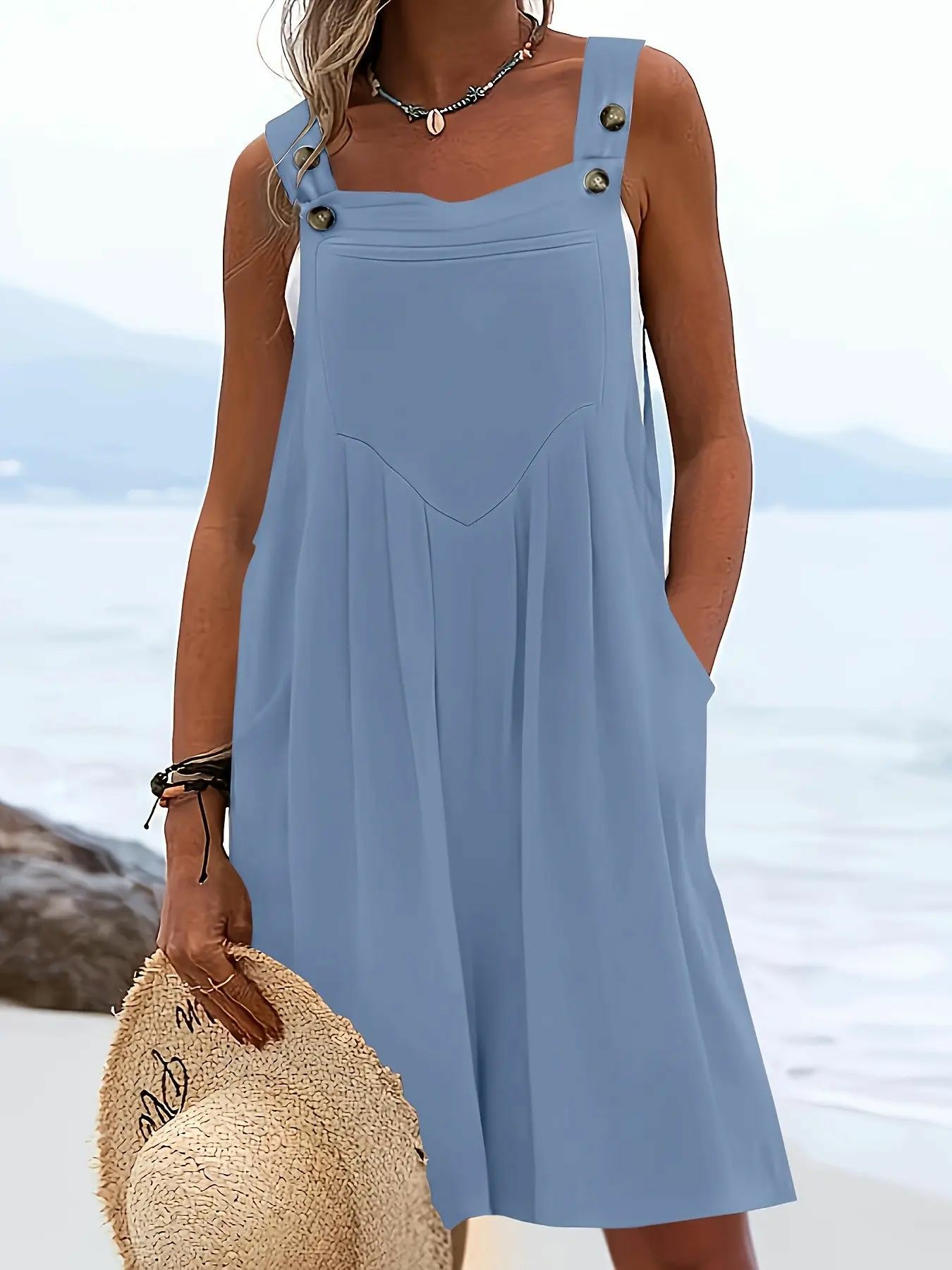 Women's Plus Size Casual Fashion Wide Leg Shorts, Loose Fit Belted Overall Pants with Button Pockets, 9 Colors Available