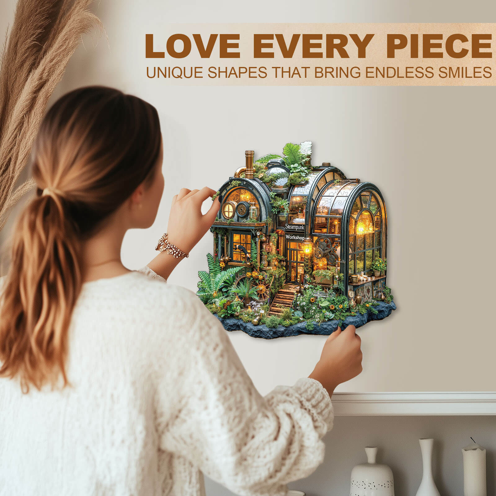 Steampunk greenhouse Wooden Jigsaw Puzzle