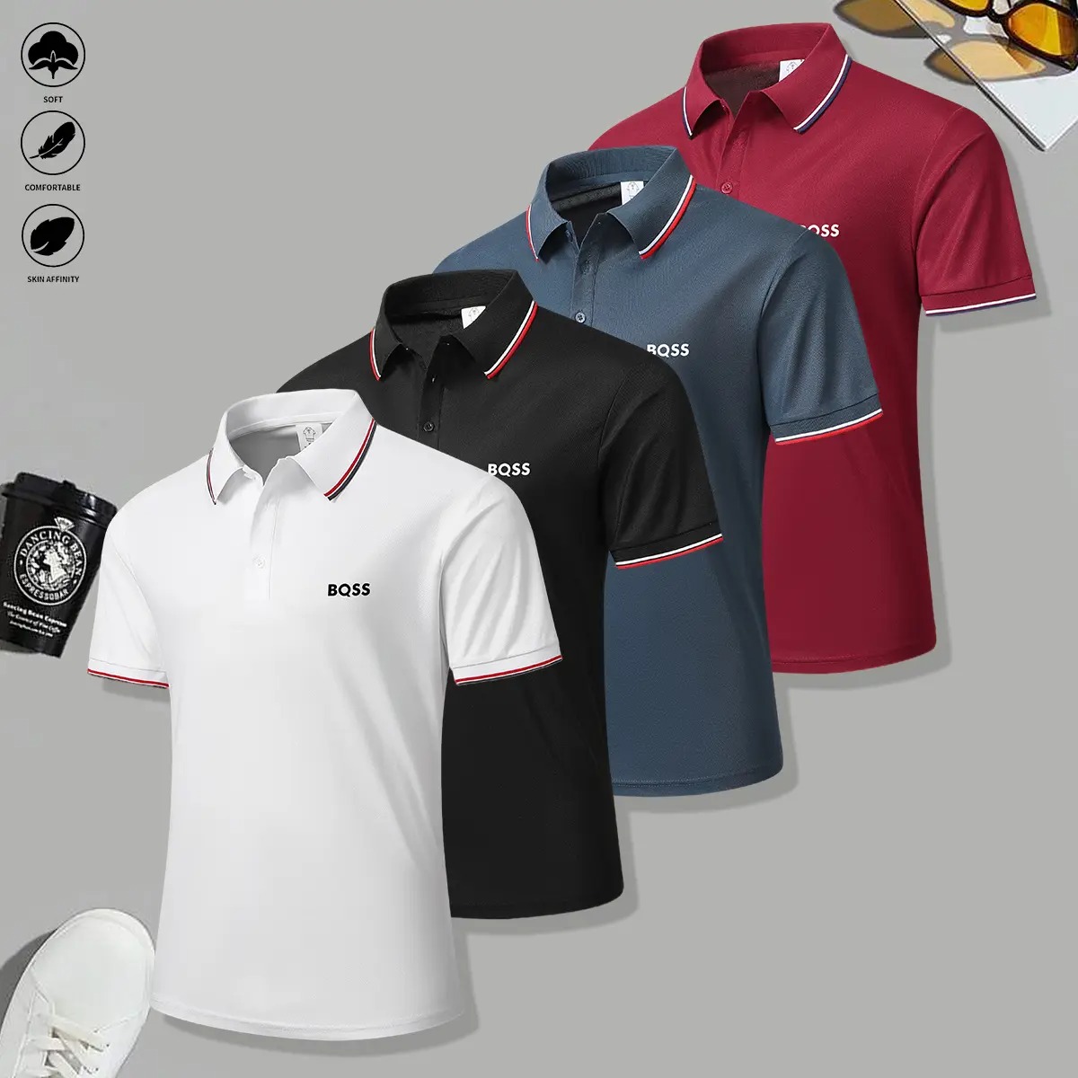 Men’s 4‑Pack Breathable Short‑Sleeve Polo Shirts — Everyday Classic Comfort
