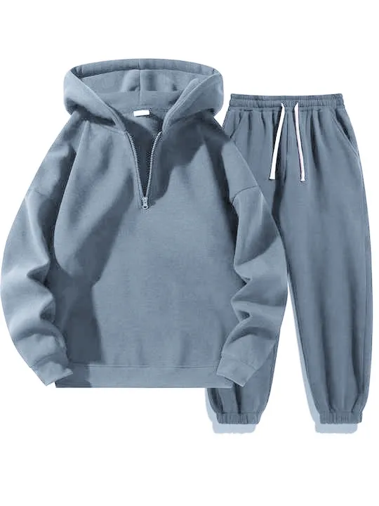 Unisex Zipper Hoodie & Sweatpants Set – Casual Fall Winter Outfit