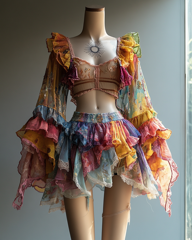 Sexy Elegant Ruffle Top + Skirt Two-Piece Swimsuit  3f51