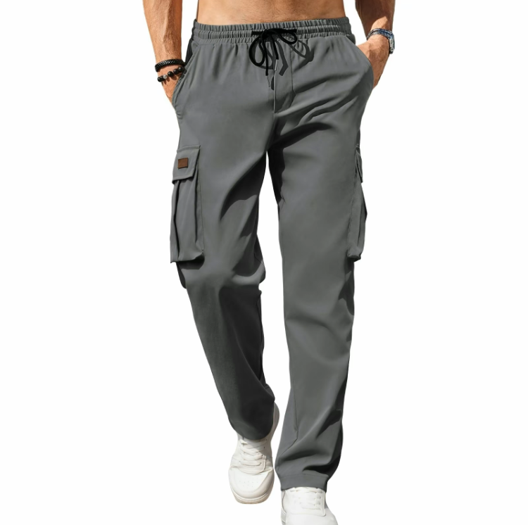 Men's Cargo Pants – Casual Loose Fit Sweatpants with Drawstring Waist and Multi Pockets