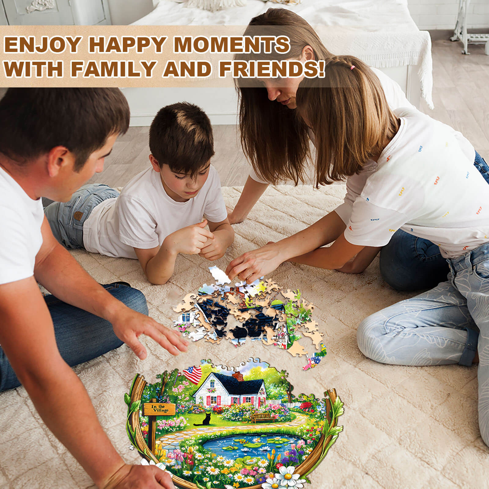 In the Village Wooden Jigsaw Puzzle