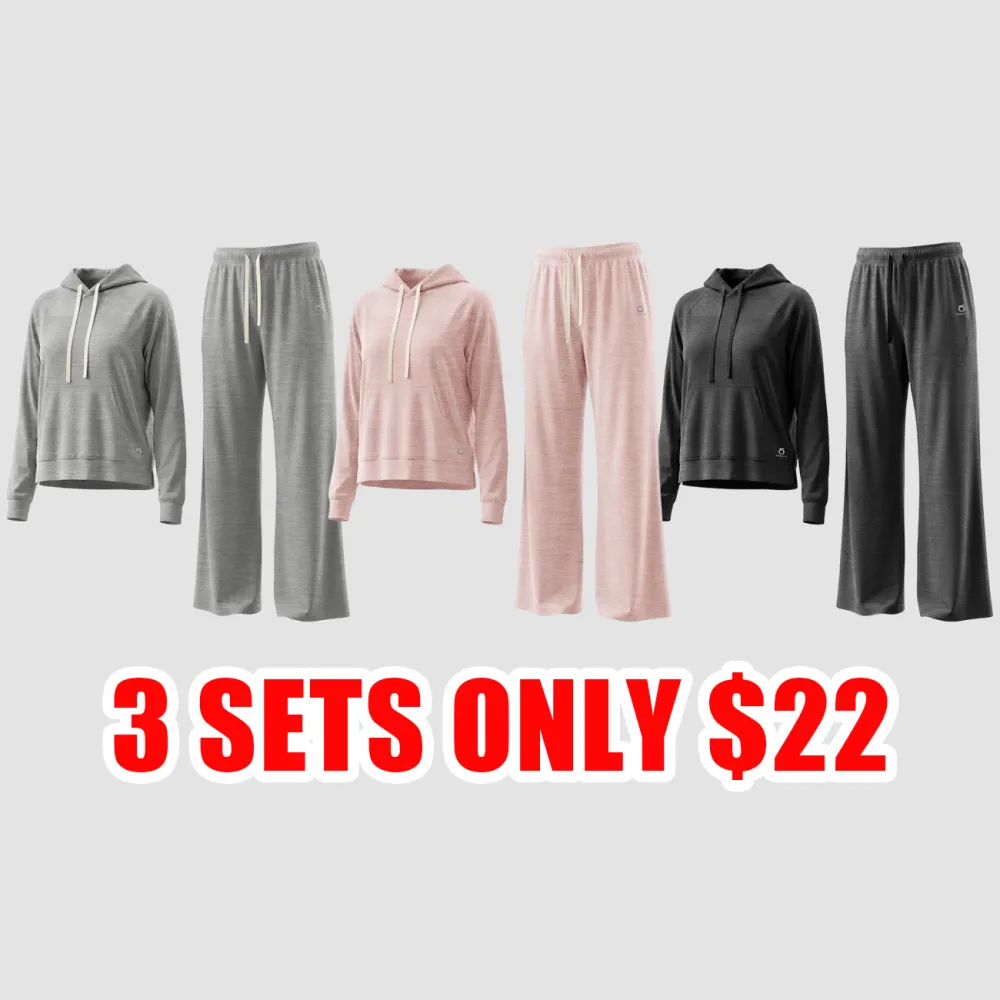 Women’s Recycled Fabric 2-Piece Hoodie & Wide-Leg Sweatpants Set