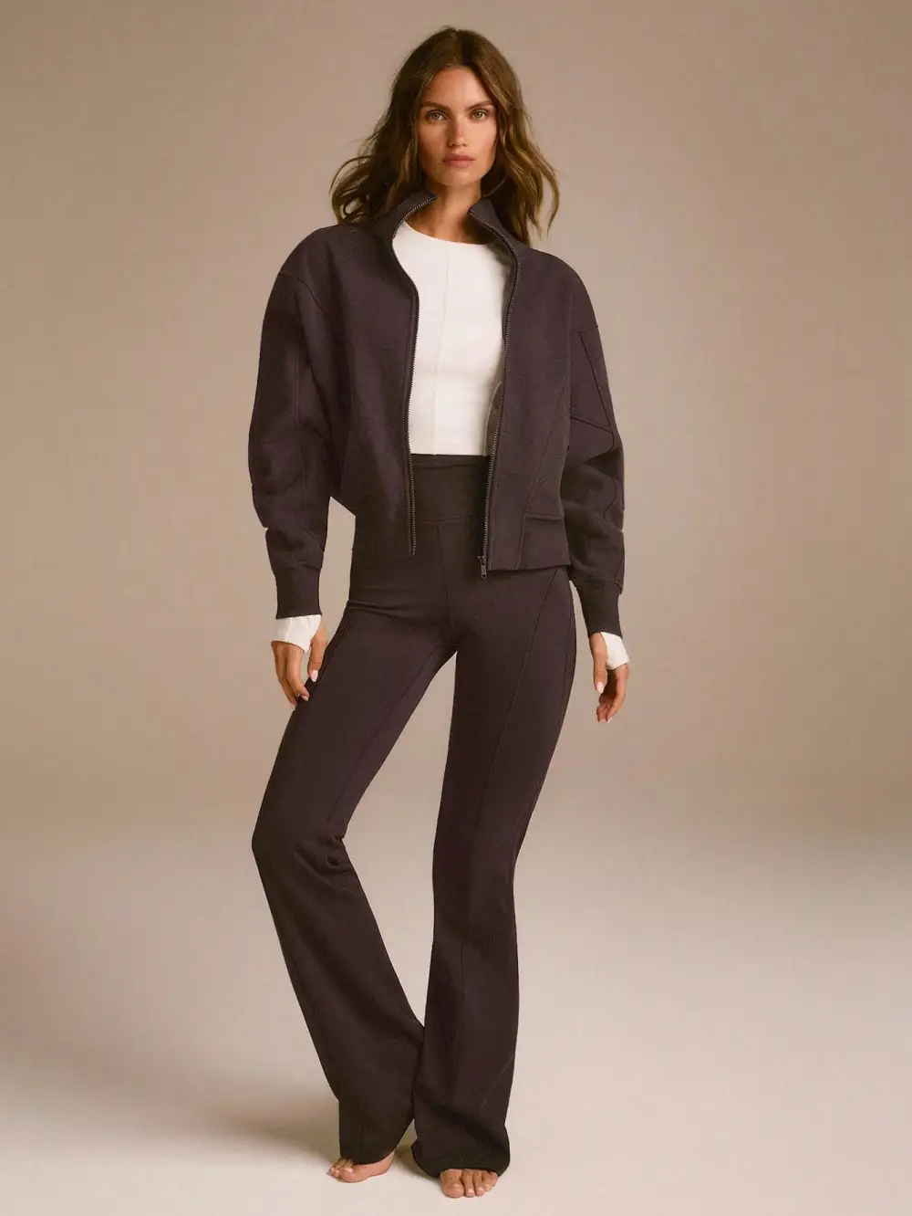 Everyday Fleece WarmthSoft Warm Lightweight Front Back Seam Detailing Pockets Batwing Sleeve High Neckline Full-Zip Jacket