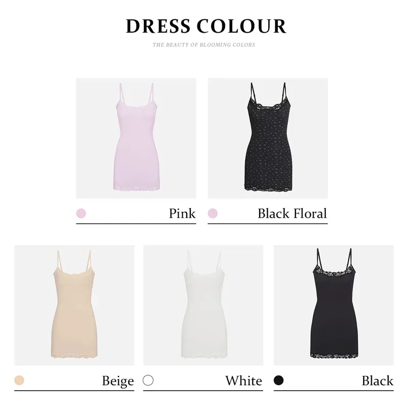 KatchMe Lace Series Women's Simple Style Spaghetti Strap Lace Trim Breathable Bodysuit