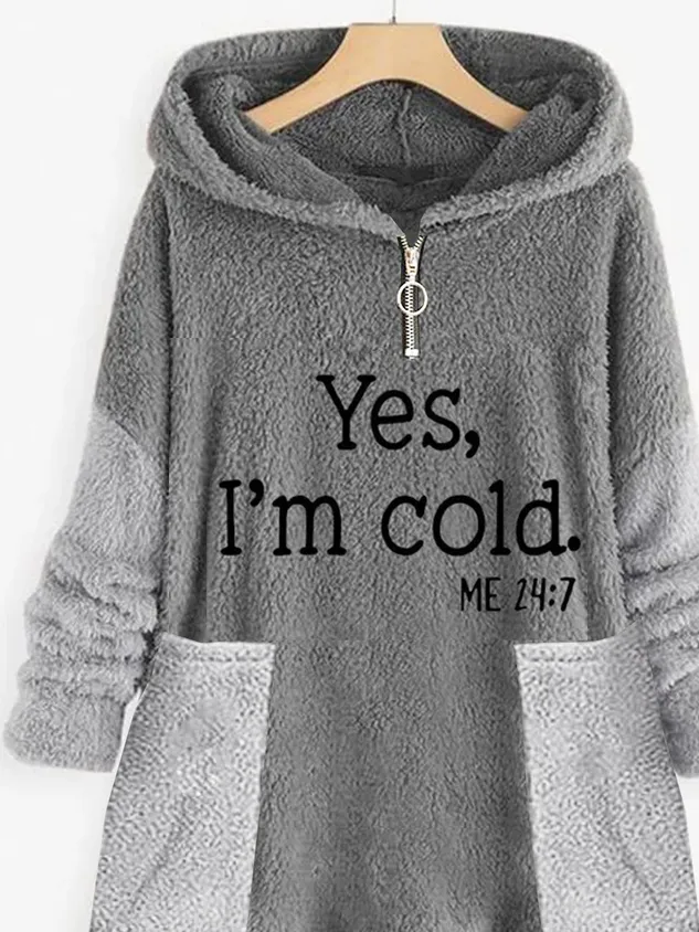 Pocket Stitching Letter Pattern Casual Hoodie