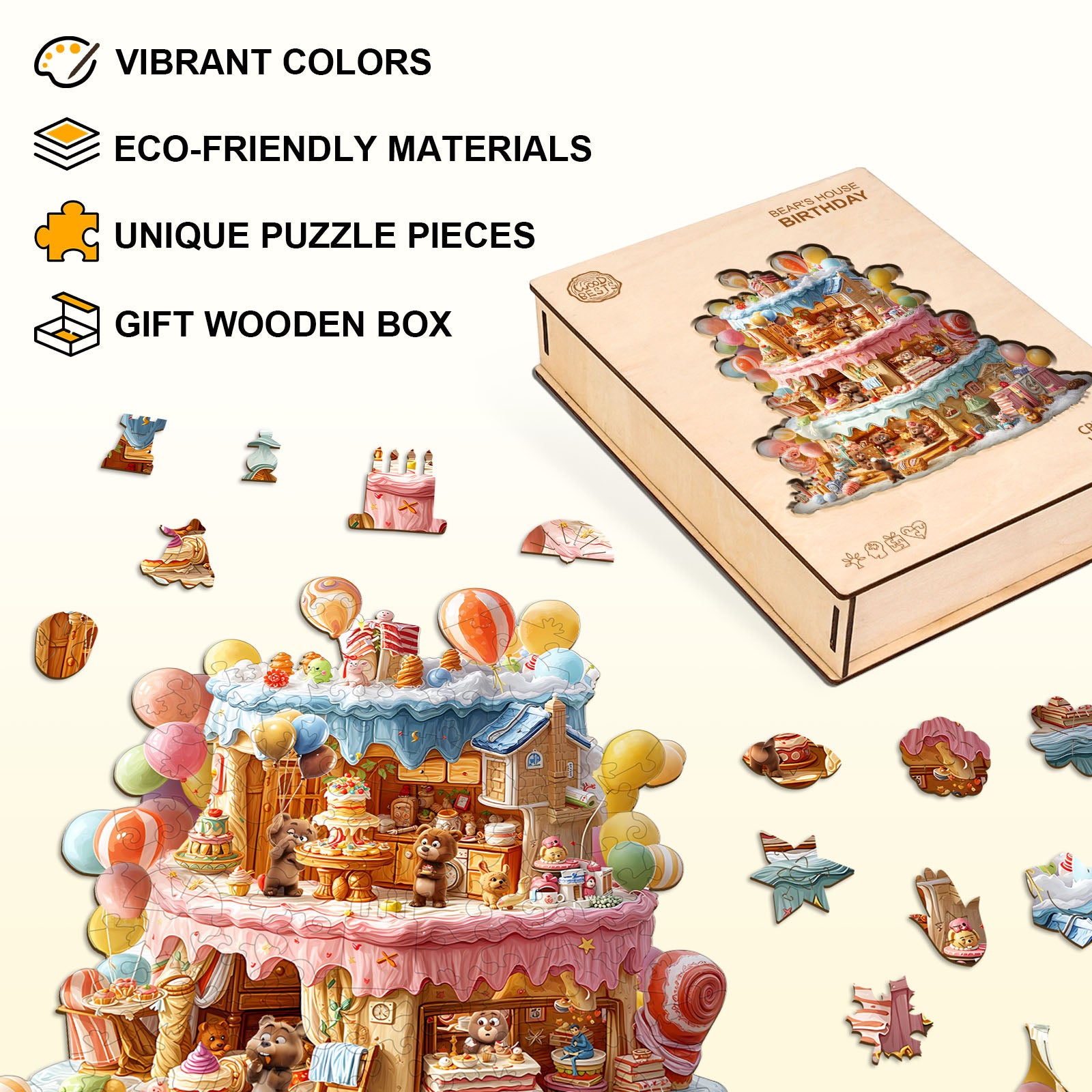 Bear's House - Birthday Wooden Jigsaw Puzzle