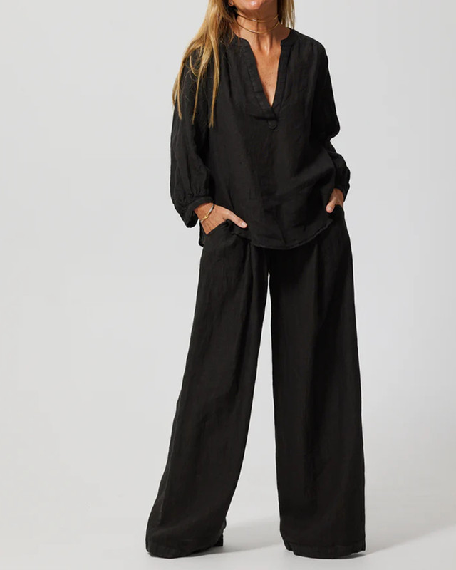 Casual Loose Cotton and Linen Shirt & Pants Two-Piece Set 4bb0