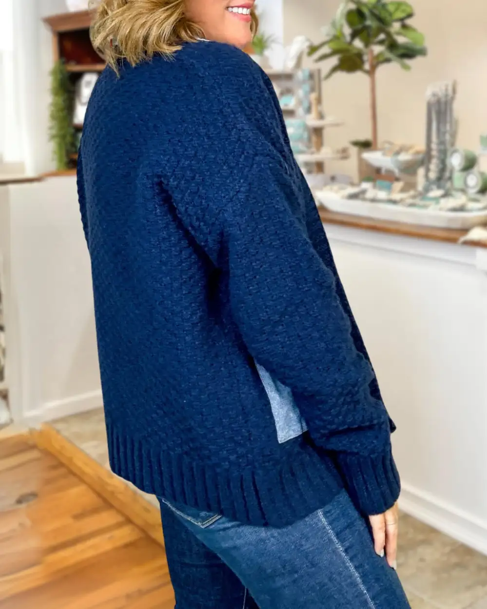 Denim+Knit Shacket Cardigan