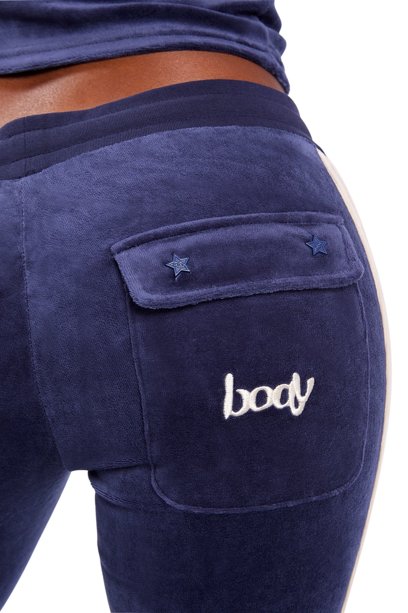 PRE-ORDER - BODY VELOUR TRACK PANTS (ROYAL BLUE/CREAM)