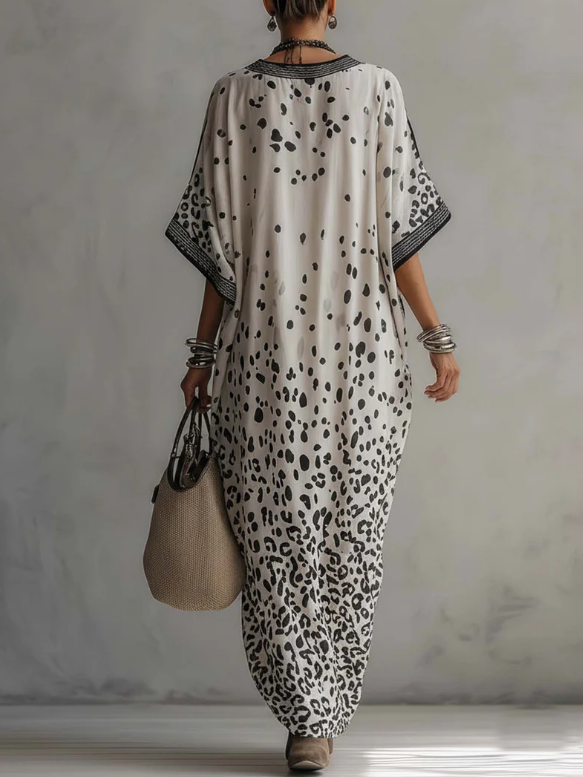 Elegant Leopard Print V-neck Dress
